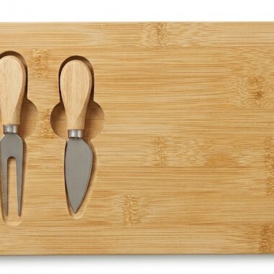 Bambu Peynir Sunum Tahtası ve  2 Parça Servis Seti
