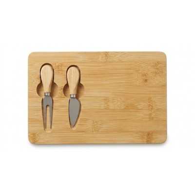 Bambu Peynir Sunum Tahtası ve  2 Parça Servis Seti