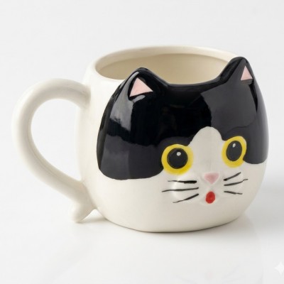 3D Kedi Figürlü Seramik Kupa 450 Ml