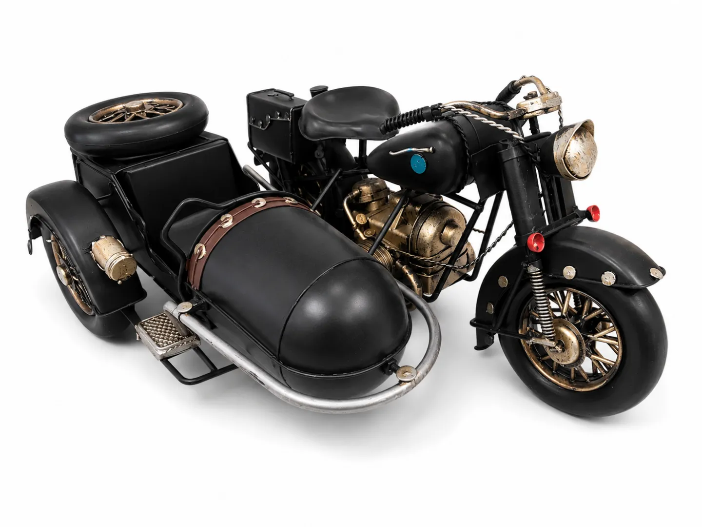 Siyah Dekoratif Metal Motosiklet Sepetli