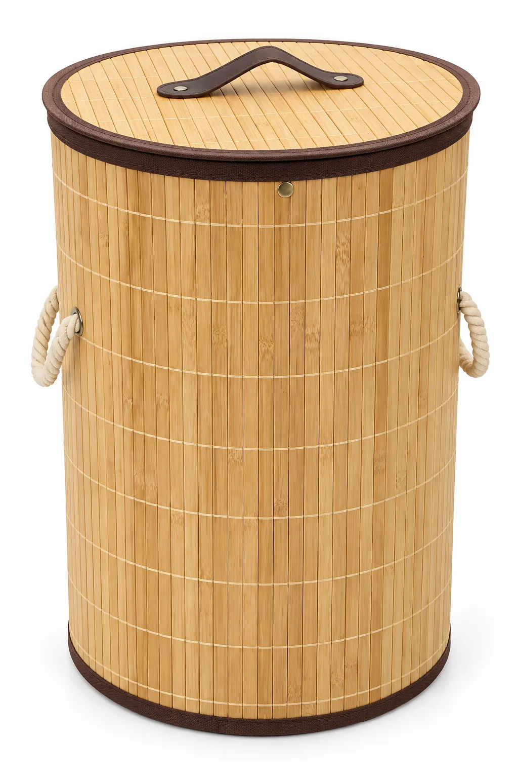 Bambu Çamaşır Sepeti Oval– Kapaklı