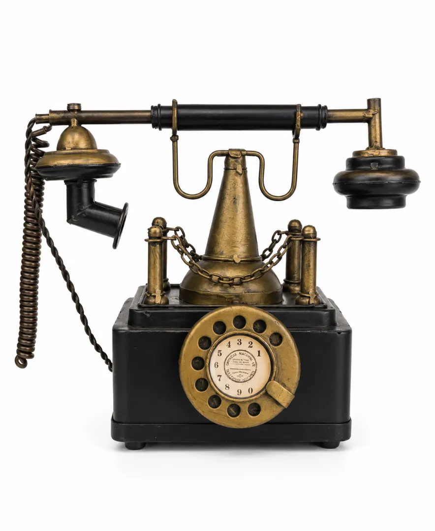 Dekoratif Metal Telefon Kumbaralı Obje