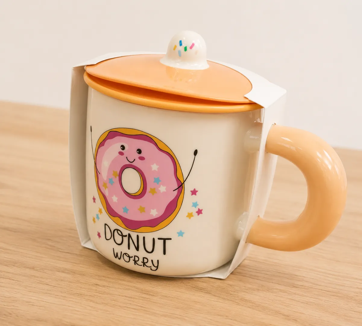 Silikon Kapaklı Donut Porselen Kupa