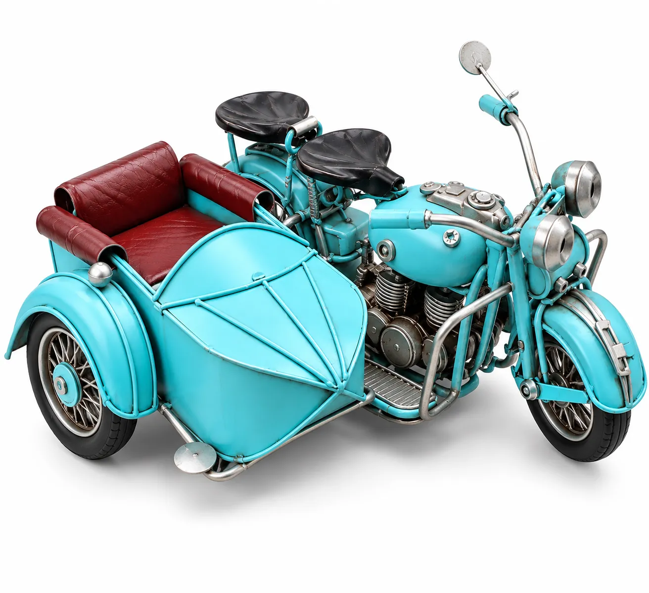 Mavi Dekoratif Metal Sepetli Motosiklet